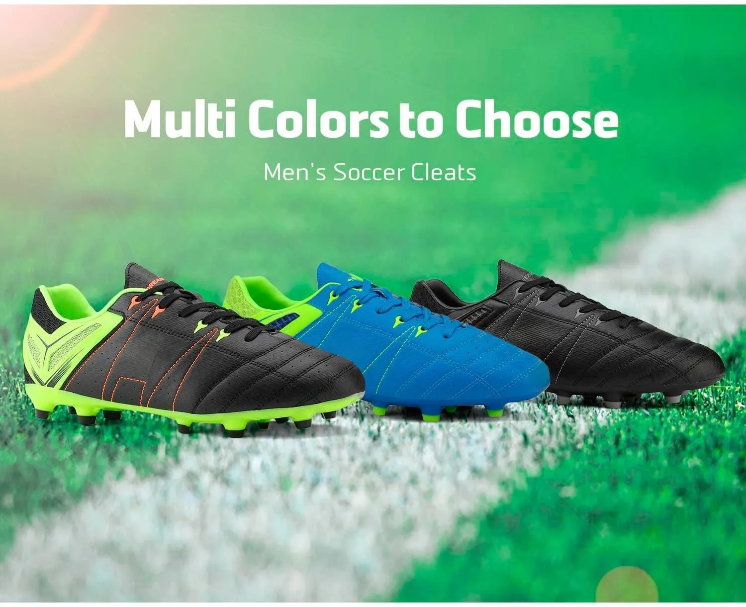 DREAM PAIRS Mens Sport Flexible Athletic Lace Up Light Weight Outdoor Cleats Football Soccer Shoes