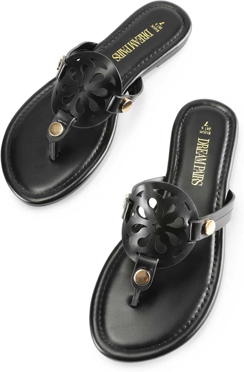 DREAM PAIRS Women's Flip Flops Comfortable Soft Cushion Slide Slip on Summer Beach Thong Flat Sandals