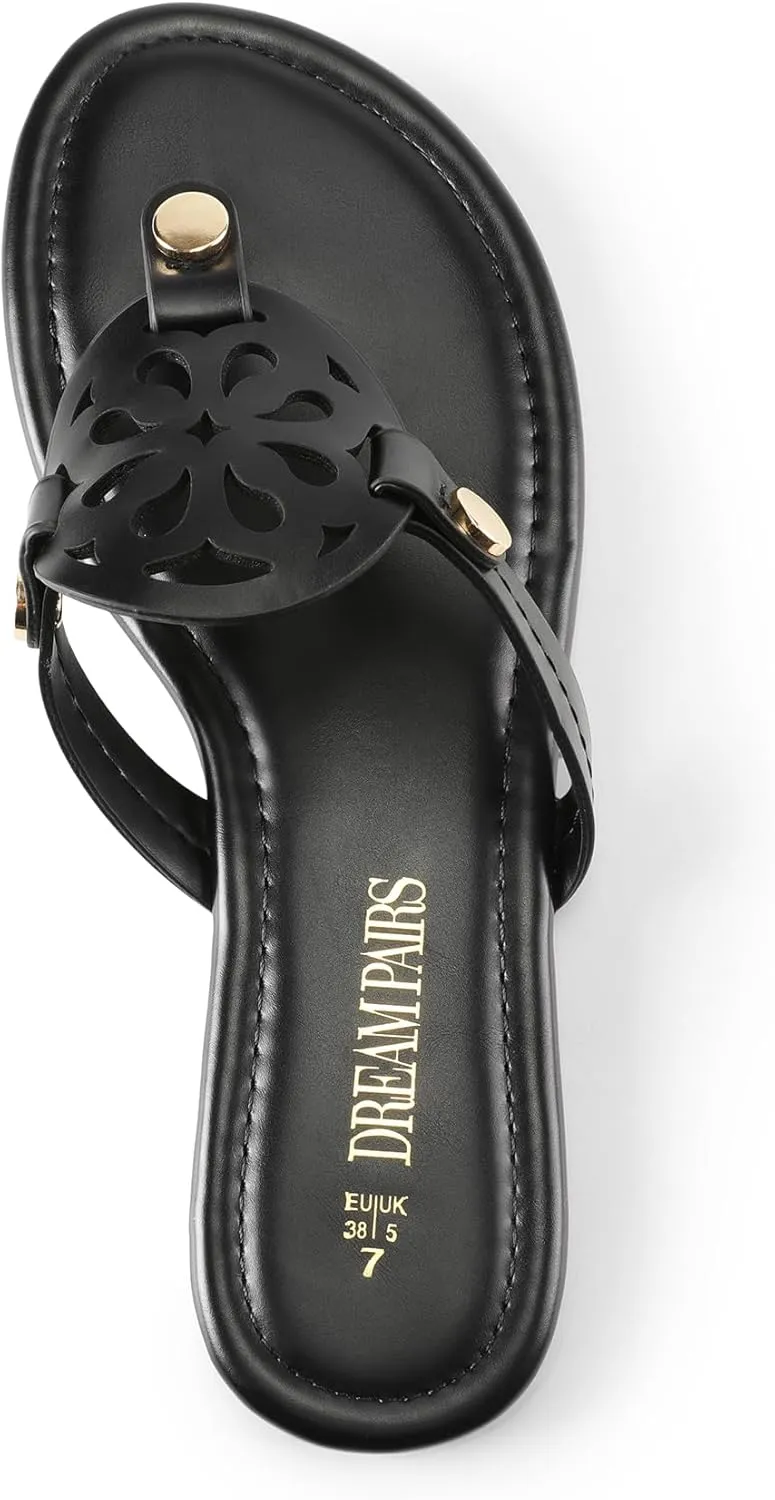 DREAM PAIRS Women's Flip Flops Comfortable Soft Cushion Slide Slip on Summer Beach Thong Flat Sandals