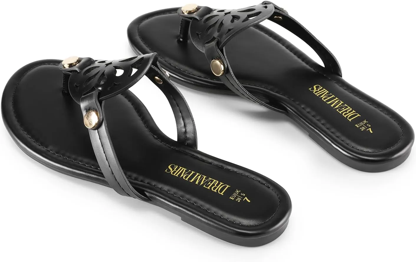 DREAM PAIRS Women's Flip Flops Comfortable Soft Cushion Slide Slip on Summer Beach Thong Flat Sandals