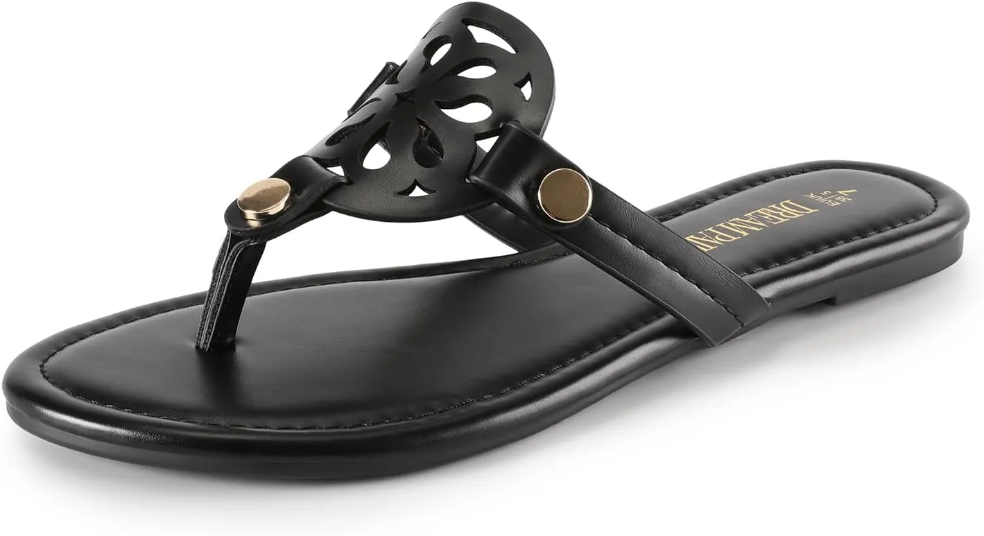 DREAM PAIRS Women's Flip Flops Comfortable Soft Cushion Slide Slip on Summer Beach Thong Flat Sandals