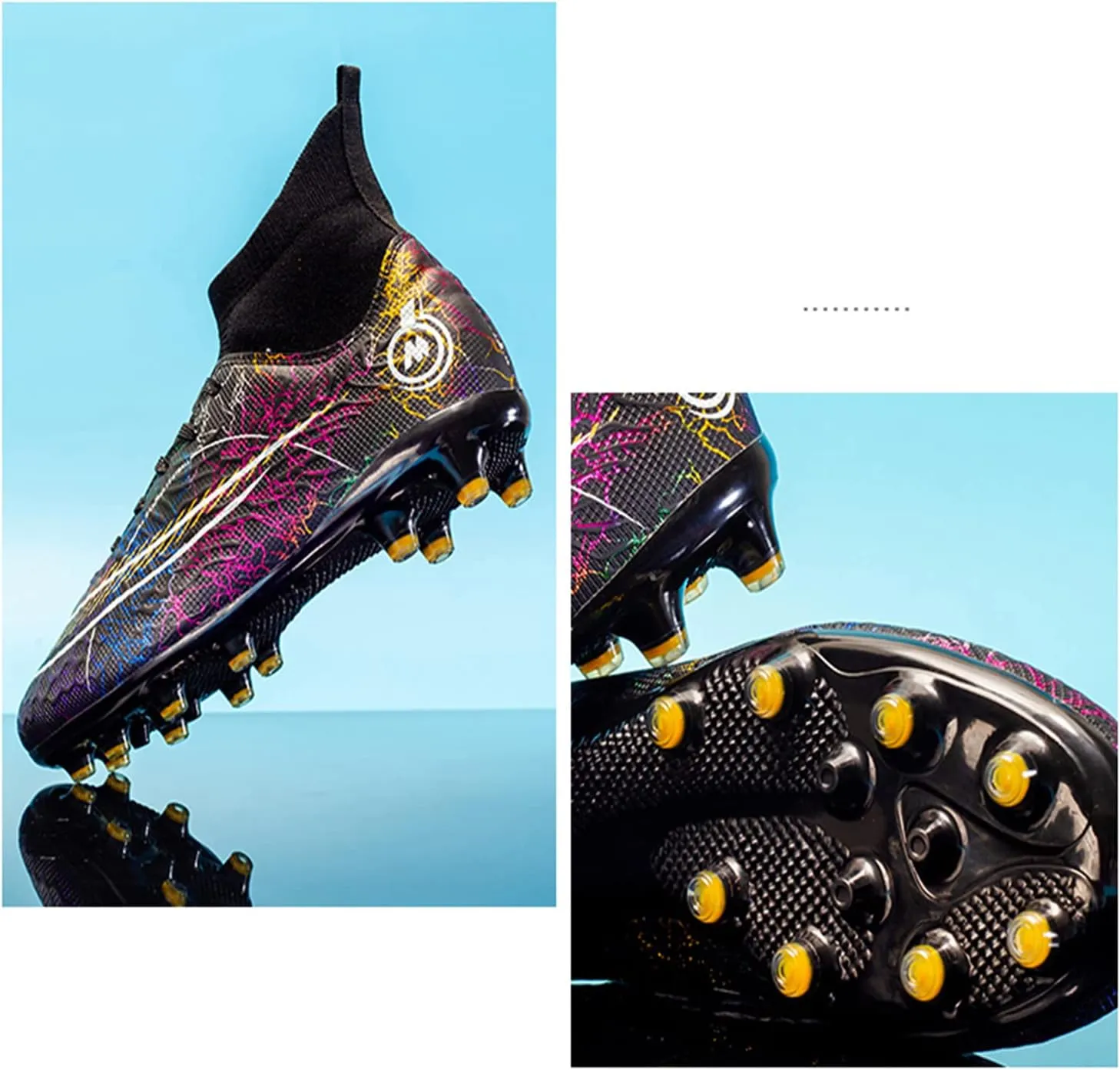 DRESER Competitive Unisex Soccer Shoes Men Women Indoor Outdoor Football Boots Athletic Turf Cleat Running Sports Lightweight Breathable Anti-Skid Damping Shoes