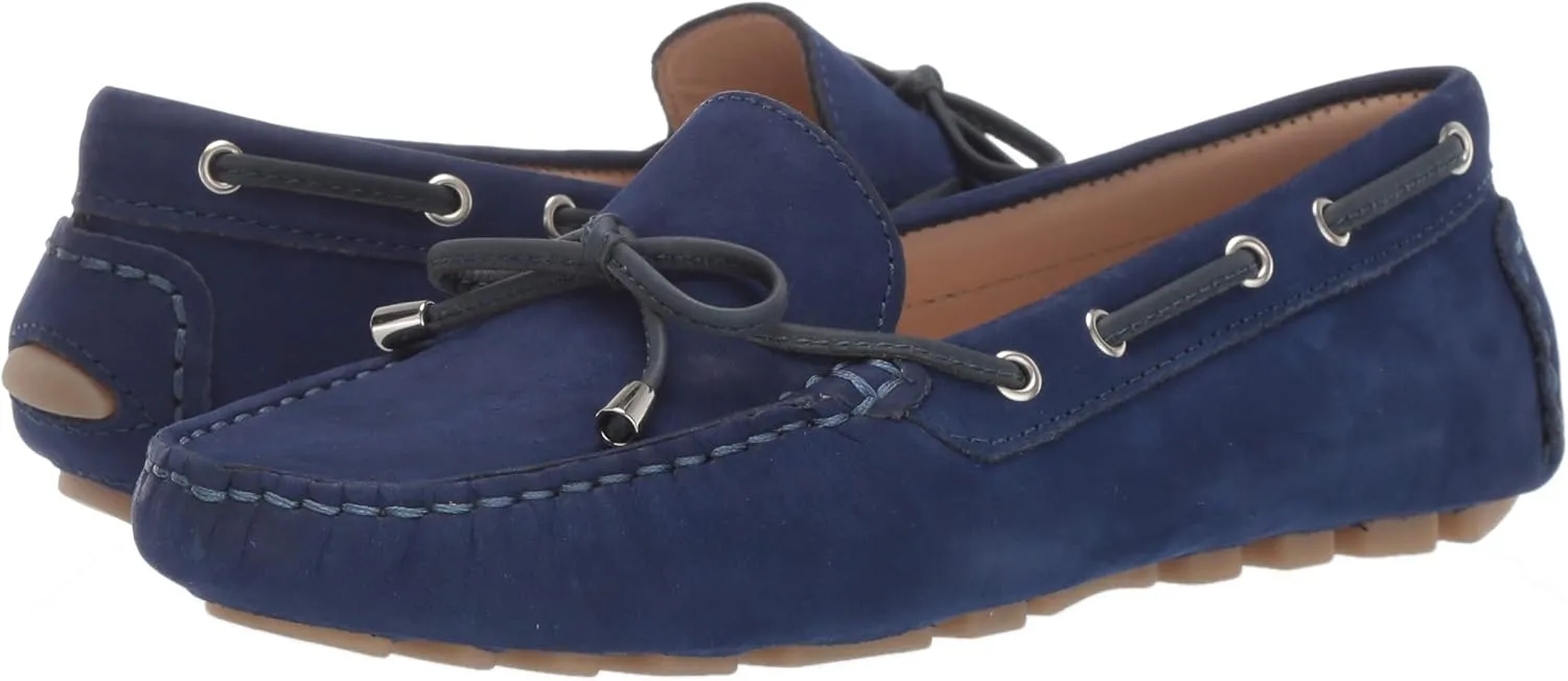 Driver Club USA Women's Leather Nantucket Tie-Bow Loafer Driving Style