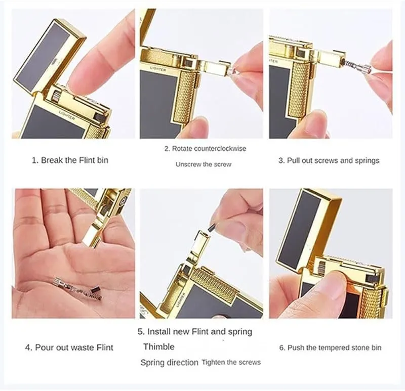 Dual Flame Butane Lighter, Open Flame Soft Flame, Windproof Jet Flame, Flint Side Slide Igniter Torch lighters Butane refillable Metal Lighter Cool Lighter Gift for Men Husband Father(Black d)