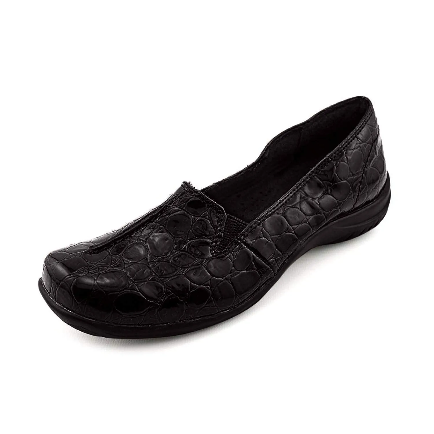 Easy Street Women's Purpose Sneaker, Black Patent Croco, 10 Wide