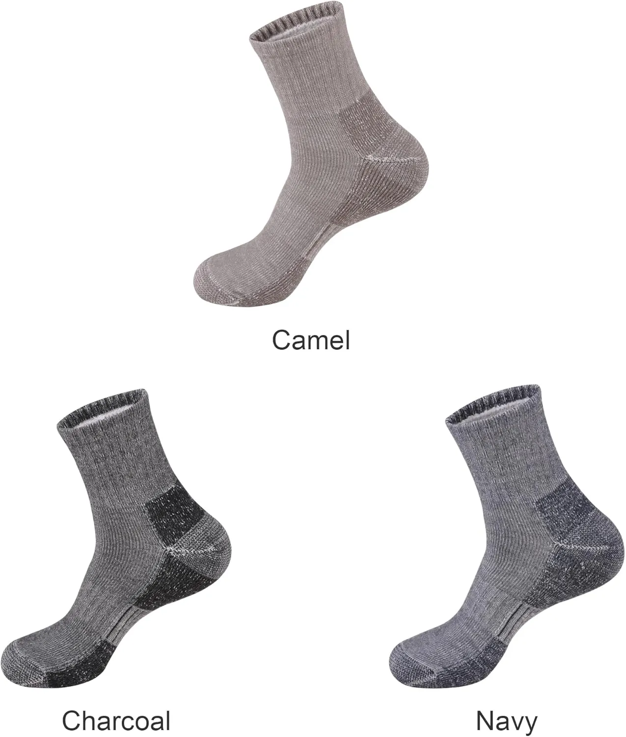 ECOEY Men's Merino Wool Cushioned Hiking Trekking Socks 4 Pairs, Quarter Length with Moisture Wicking