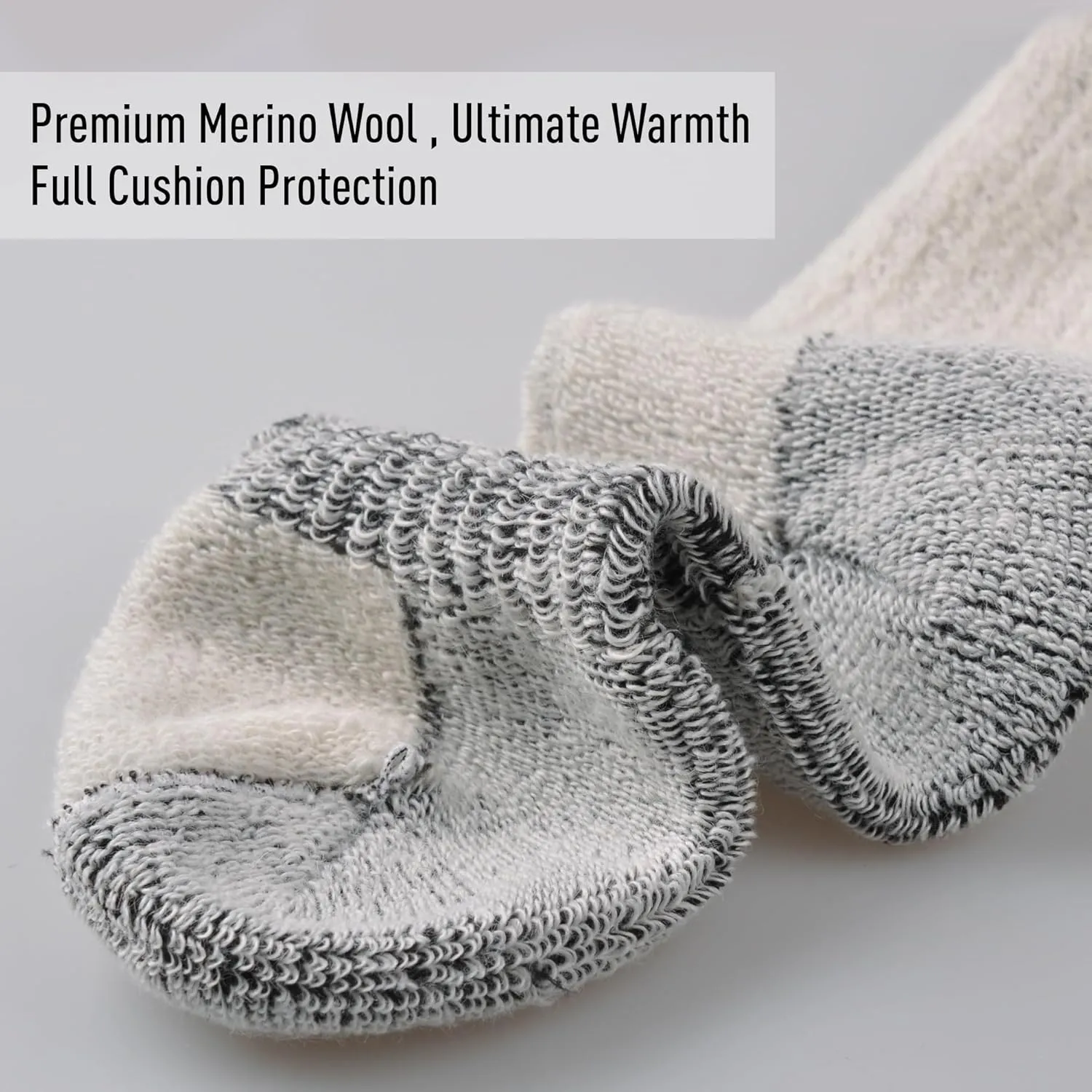 ECOEY Men's Merino Wool Cushioned Hiking Trekking Socks 4 Pairs, Quarter Length with Moisture Wicking