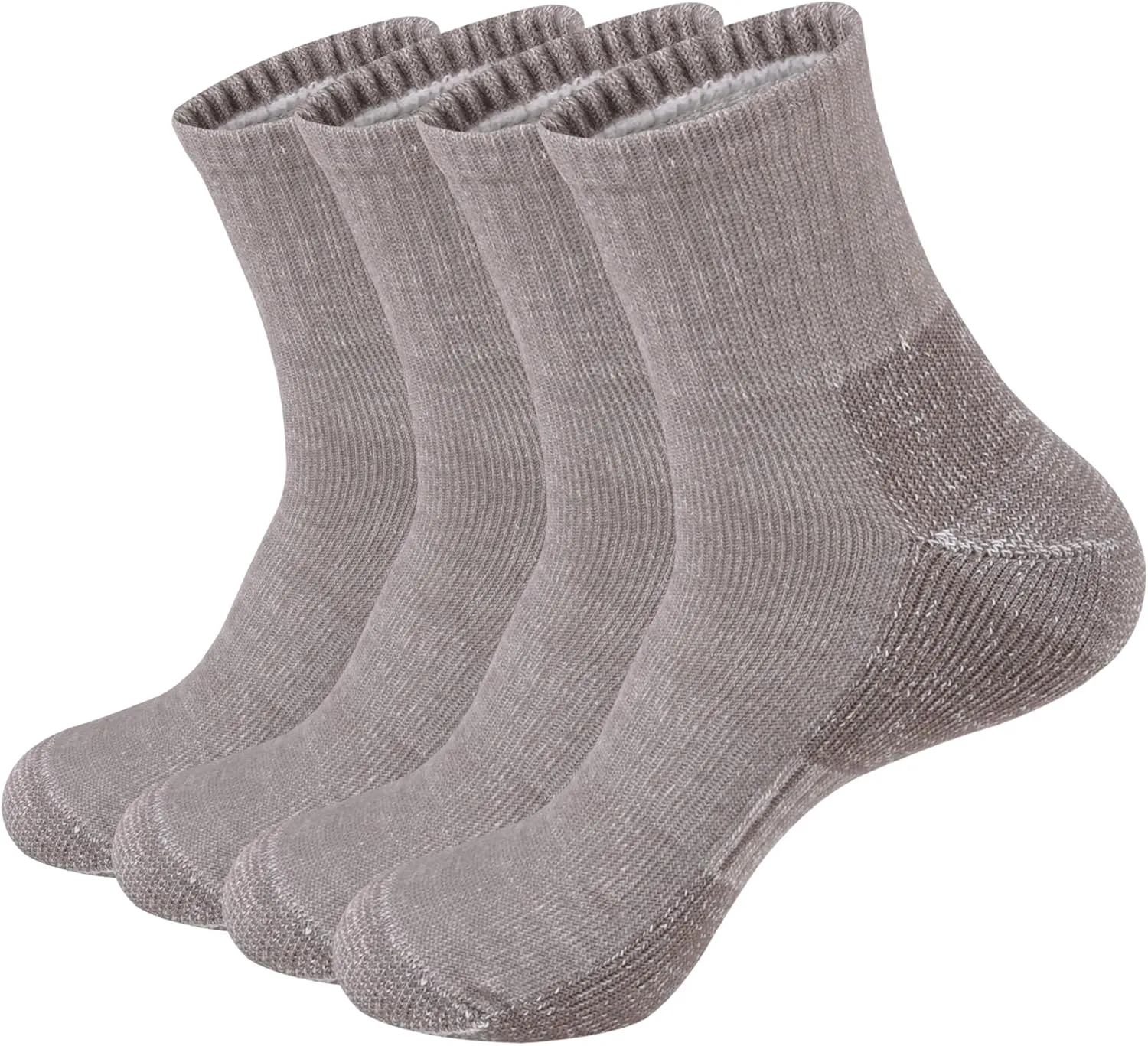 ECOEY Men's Merino Wool Cushioned Hiking Trekking Socks 4 Pairs, Quarter Length with Moisture Wicking