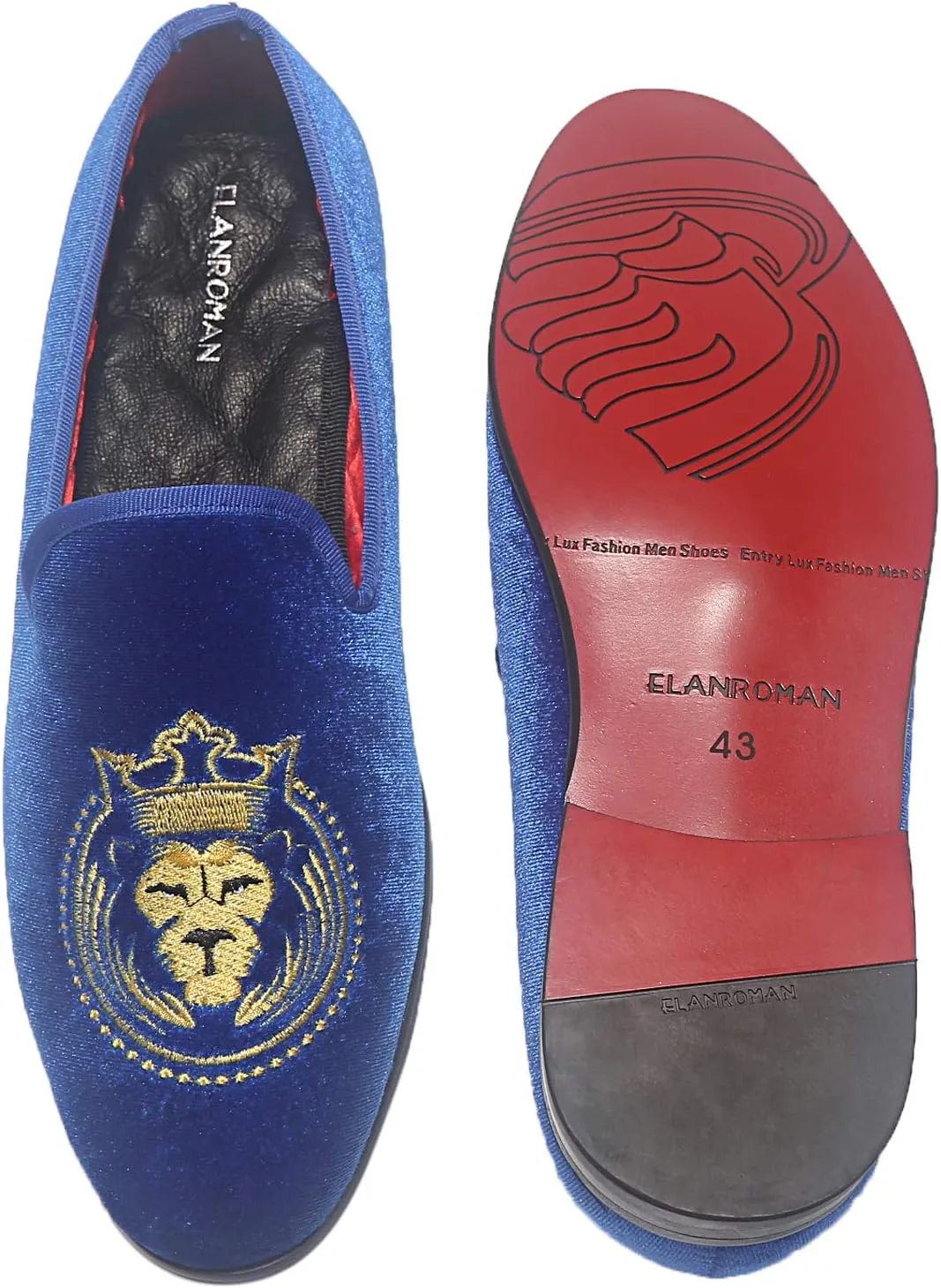 ELANROMAN Loafers for Men Velvet Shoes of Fashion Embroidered 1.0 and 2.0 Party Wedding Prom Shoes