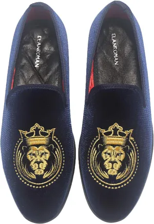 ELANROMAN Loafers for Men Velvet Shoes of Fashion Embroidered 1.0 and 2.0 Party Wedding Prom Shoes