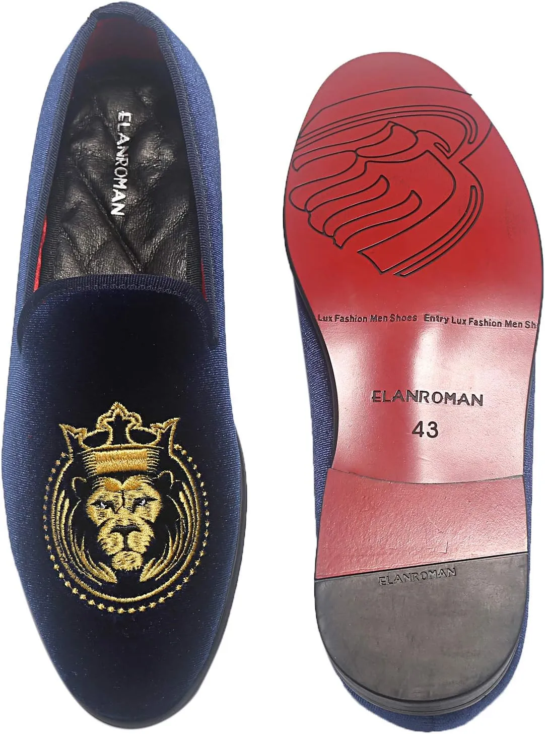 ELANROMAN Loafers for Men Velvet Shoes of Fashion Embroidered 1.0 and 2.0 Party Wedding Prom Shoes