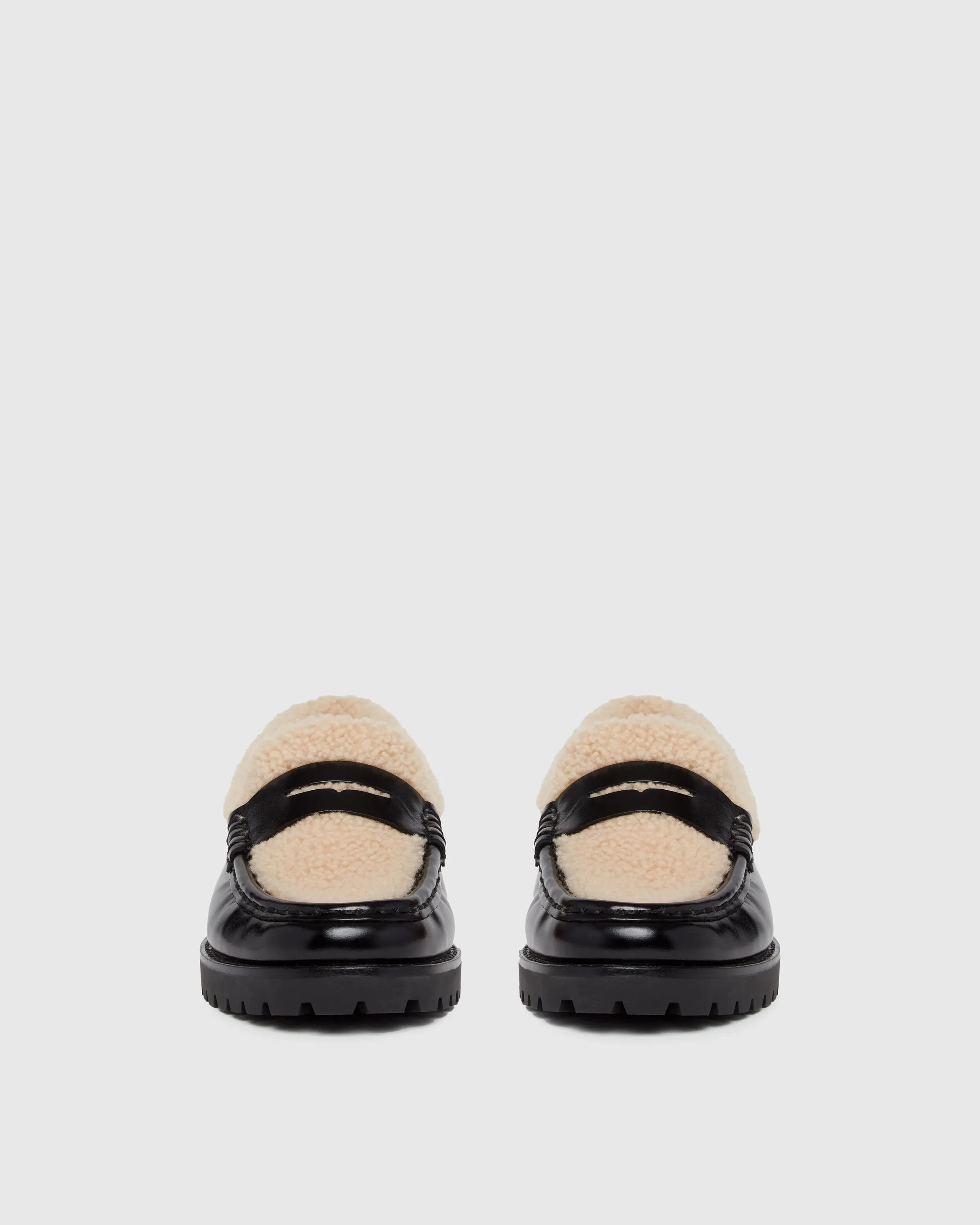 Ellis Shearling Loafer - Black Leather