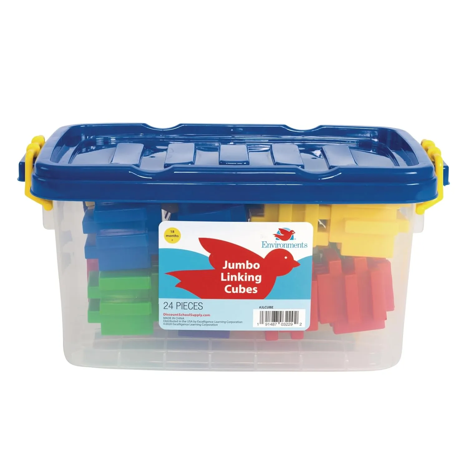 Environments 2 inch Jumbo Linking Cubes, 24 Pieces, Building Bricks, Blocks, Construction Toy, Manipulatives, Early STEM, Ages 18 Months and Up