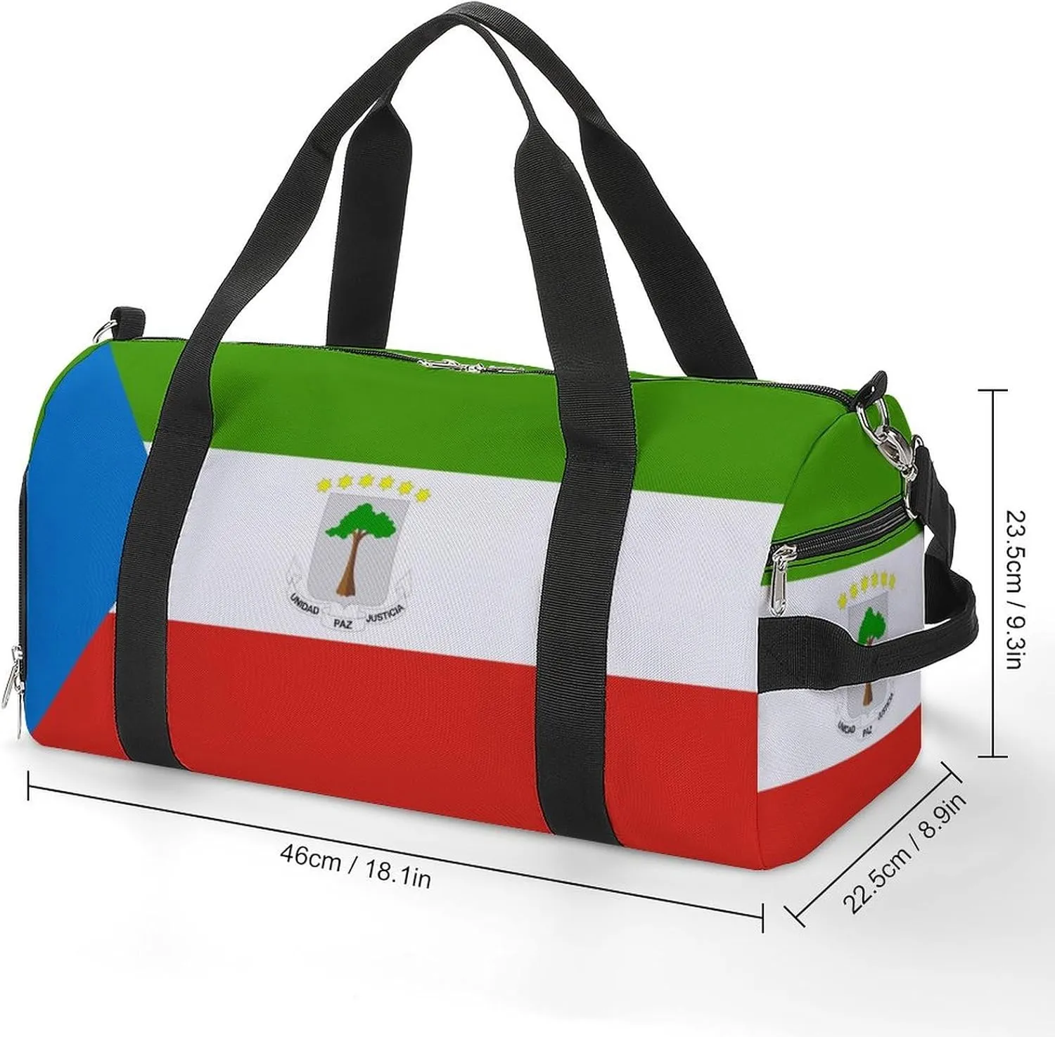Equatorial Guinea Flag Gym Duffel Bag for Boys Girls Lightweight with Shoe Compartment