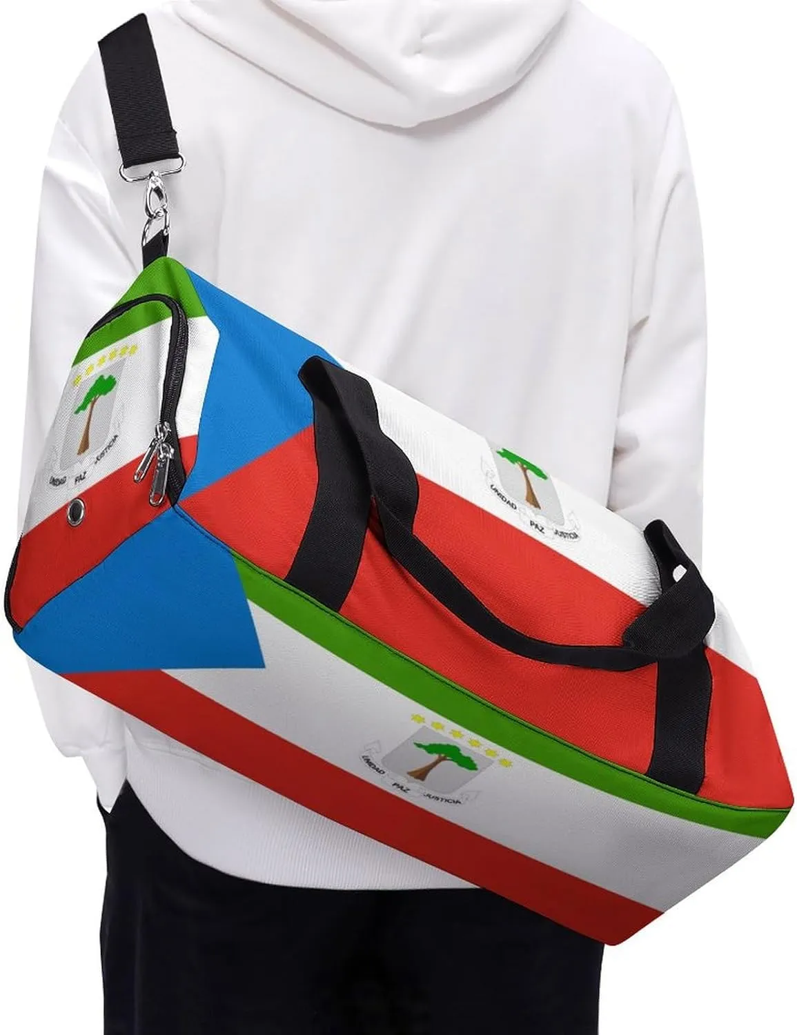 Equatorial Guinea Flag Gym Duffel Bag for Boys Girls Lightweight with Shoe Compartment