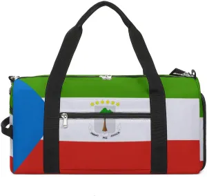 Equatorial Guinea Flag Gym Duffel Bag for Boys Girls Lightweight with Shoe Compartment