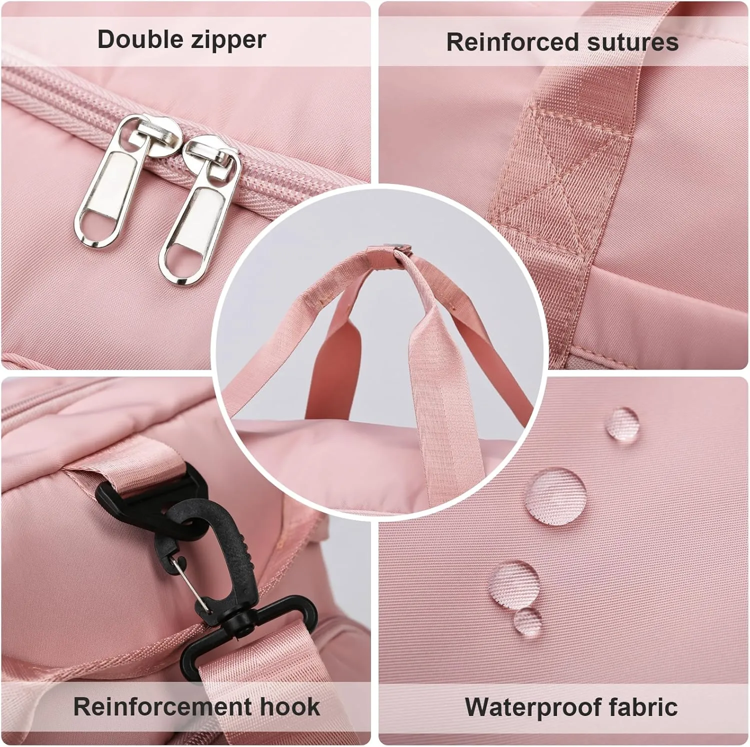 Eslcorri Gym Duffle Bag for Women Men, Sports Backpack with Wet & Shoe Compartment, Fitness Overnight Weekender Bag for Yoga, Swim, Travel (Style B, Light Purple)