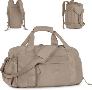 ETRONIK 3-IN-1 Gym Bag for Women, TSA Lightweight Weekender Bags for Women, Travel Duffle Bag for Travel with Shoe Compartment & Wet Pocket, Water Resistant Gym Duffle Backpack, Khaki