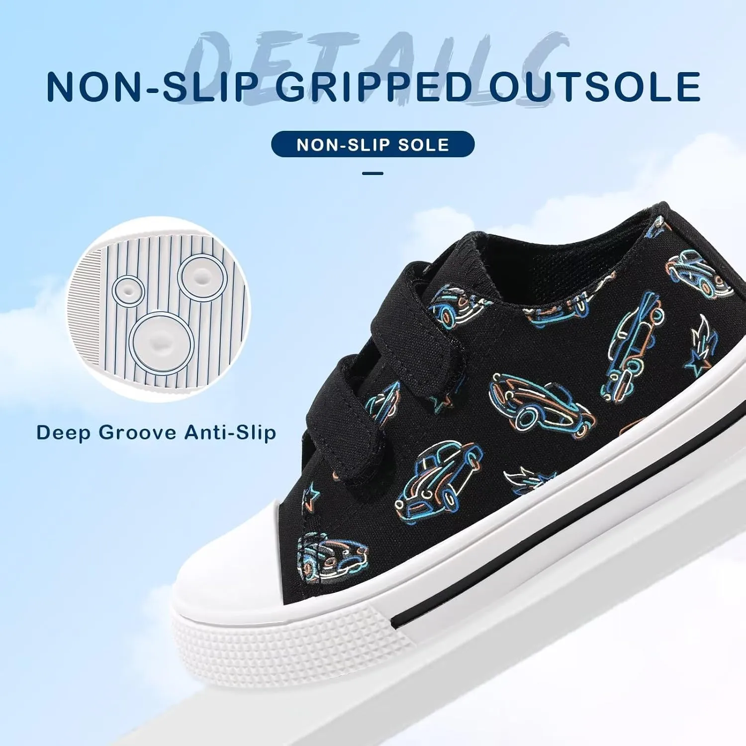 EUXTERPA Kids Toddler Sneakers Boys Girls Canvas Shoes Walking Sneaker with Easy Fasten Strap