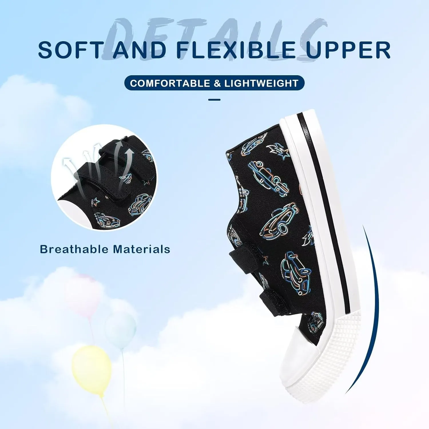 EUXTERPA Kids Toddler Sneakers Boys Girls Canvas Shoes Walking Sneaker with Easy Fasten Strap