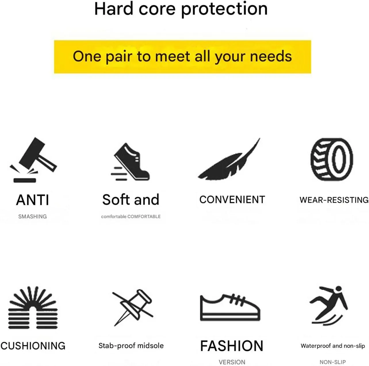 Evontira Steel Toe Shoes for Men, Puncture Proof Slip on Sneakers, Lightweight Breathable Comfortable Industrial Construction Sneakers