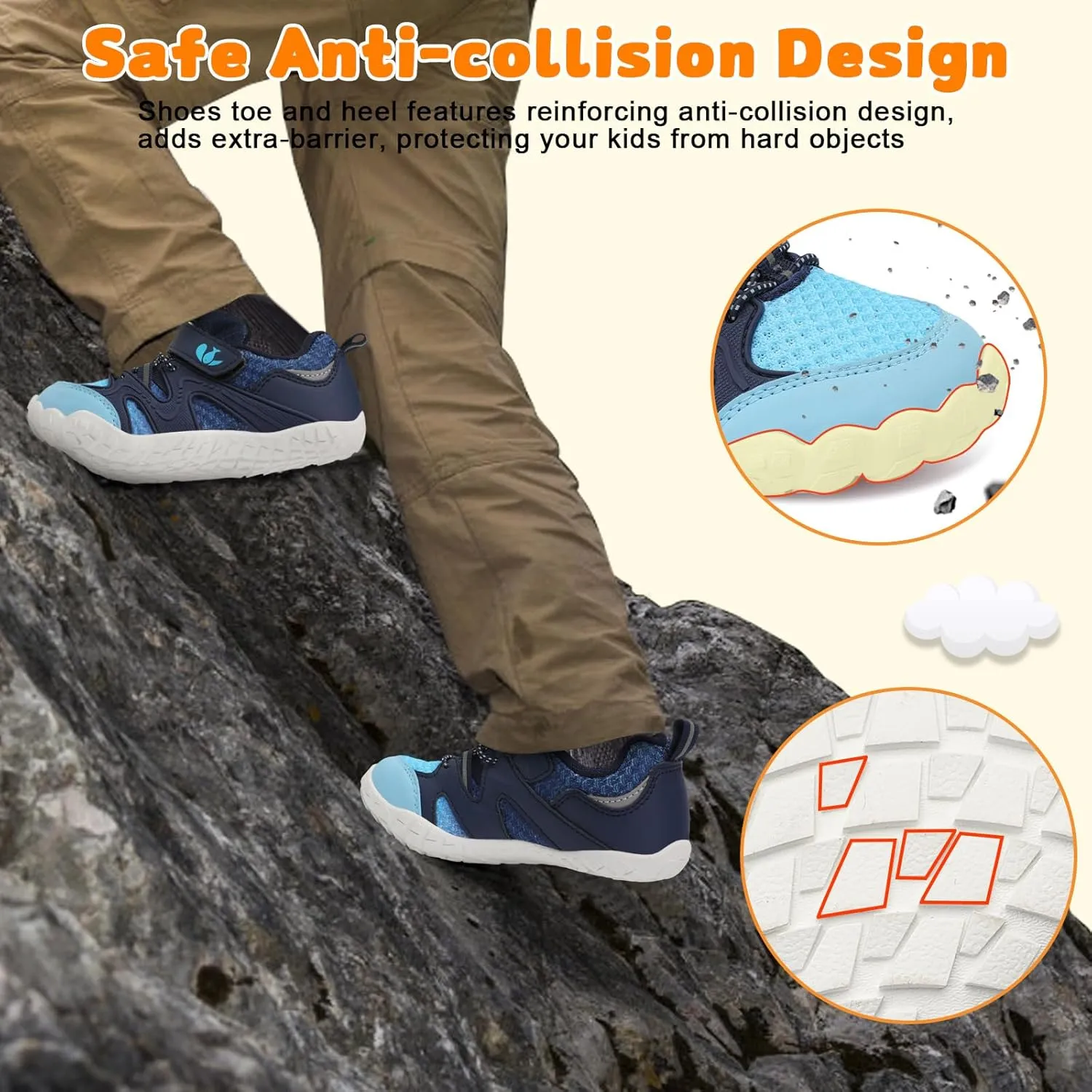 FEETCITY Kids Barefoot Shoes Boys Girls Sneakers Toddler Walking Shoes Kids Hiking Shoe Lightweight Outdoor Tennis Shoe
