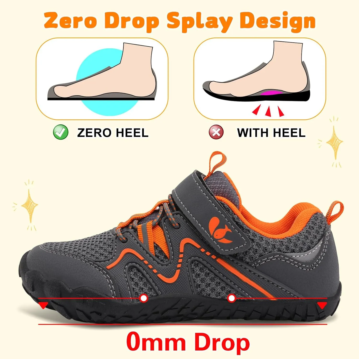 FEETCITY Kids Barefoot Shoes Boys Girls Sneakers Toddler Walking Shoes Kids Hiking Shoe Lightweight Outdoor Tennis Shoe
