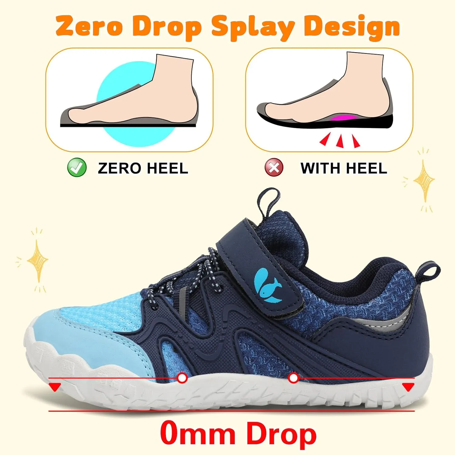 FEETCITY Kids Barefoot Shoes Boys Girls Sneakers Toddler Walking Shoes Kids Hiking Shoe Lightweight Outdoor Tennis Shoe