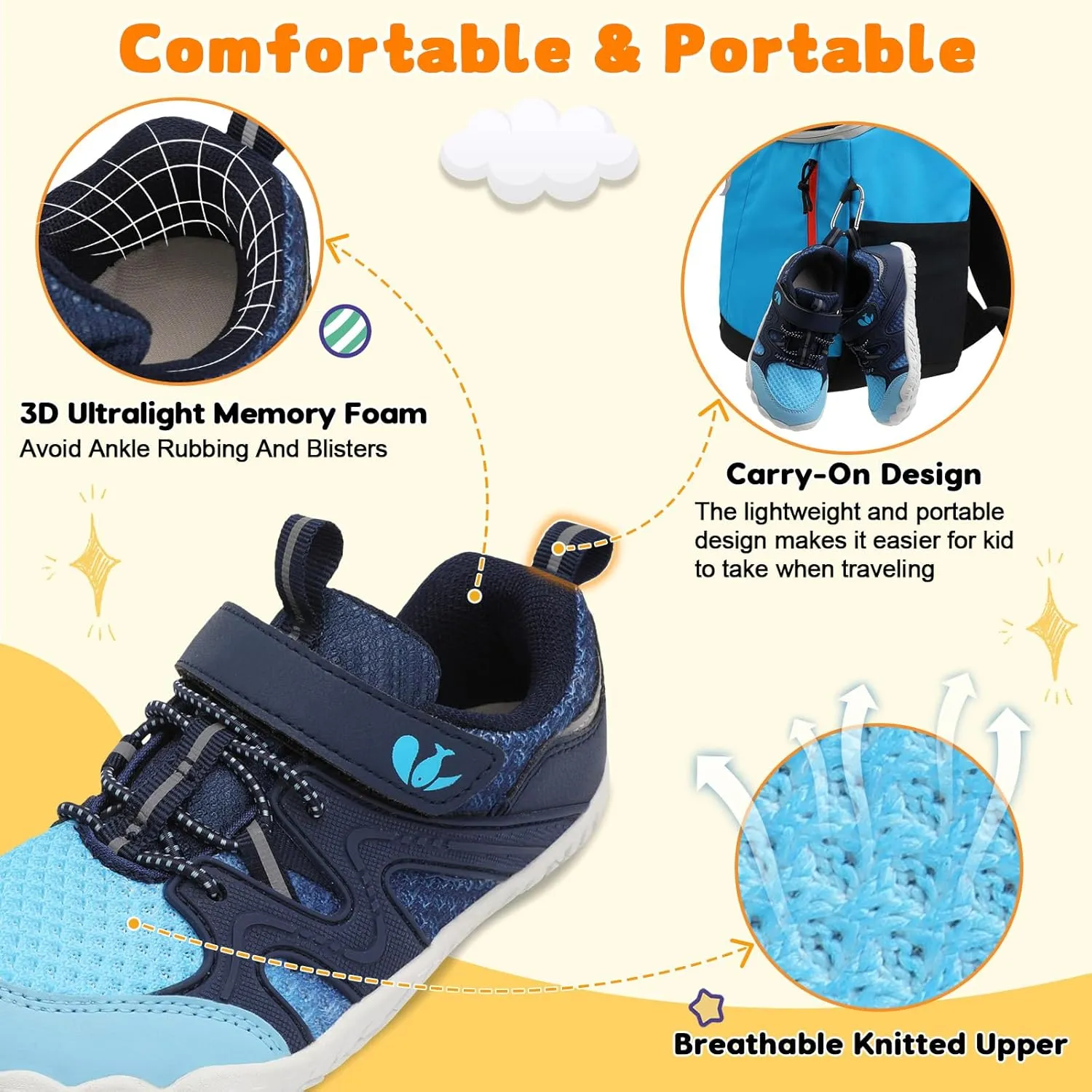 FEETCITY Kids Barefoot Shoes Boys Girls Sneakers Toddler Walking Shoes Kids Hiking Shoe Lightweight Outdoor Tennis Shoe