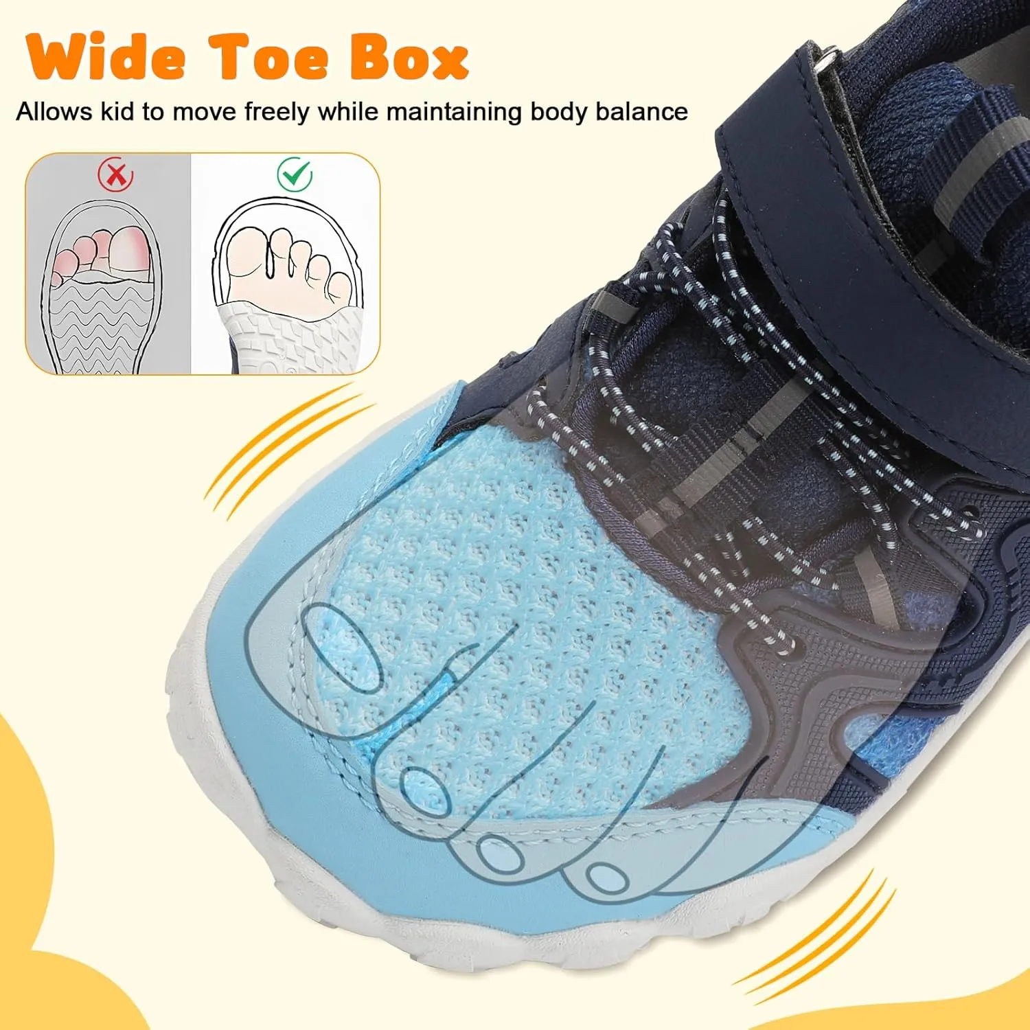 FEETCITY Kids Barefoot Shoes Boys Girls Sneakers Toddler Walking Shoes Kids Hiking Shoe Lightweight Outdoor Tennis Shoe