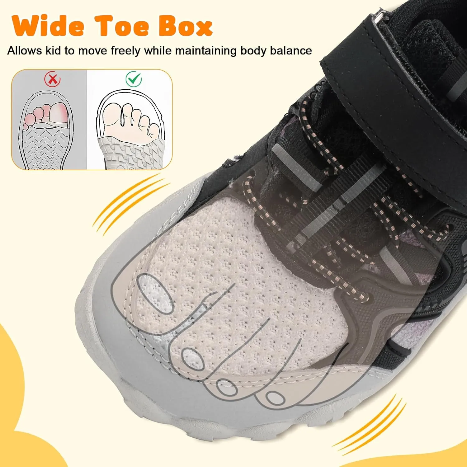 FEETCITY Kids Barefoot Shoes Boys Girls Sneakers Toddler Walking Shoes Kids Hiking Shoe Lightweight Outdoor Tennis Shoe