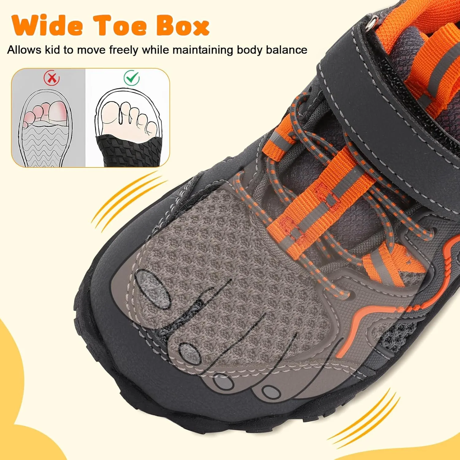 FEETCITY Kids Barefoot Shoes Boys Girls Sneakers Toddler Walking Shoes Kids Hiking Shoe Lightweight Outdoor Tennis Shoe