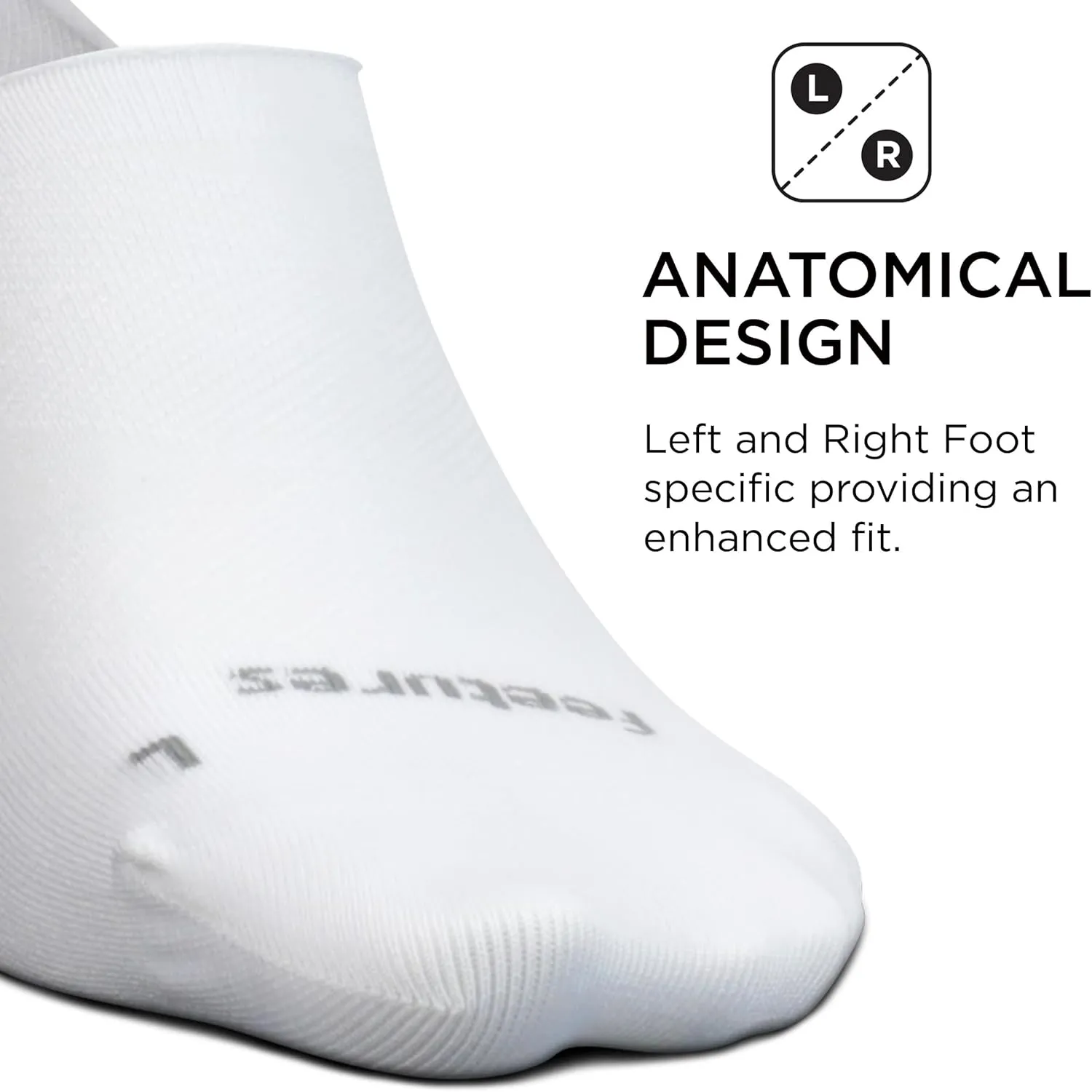 Feetures Elite Ultra Light Invisible Socks - Anti-Slip Sport Sock Liner with Targeted Compression - (1 Pair)