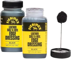 Fiebing's Leather Sole & Heel Edge Dressing 2-Pack (4 oz) - Protective Glossy Shoe Finish - Includes Brush Applicator