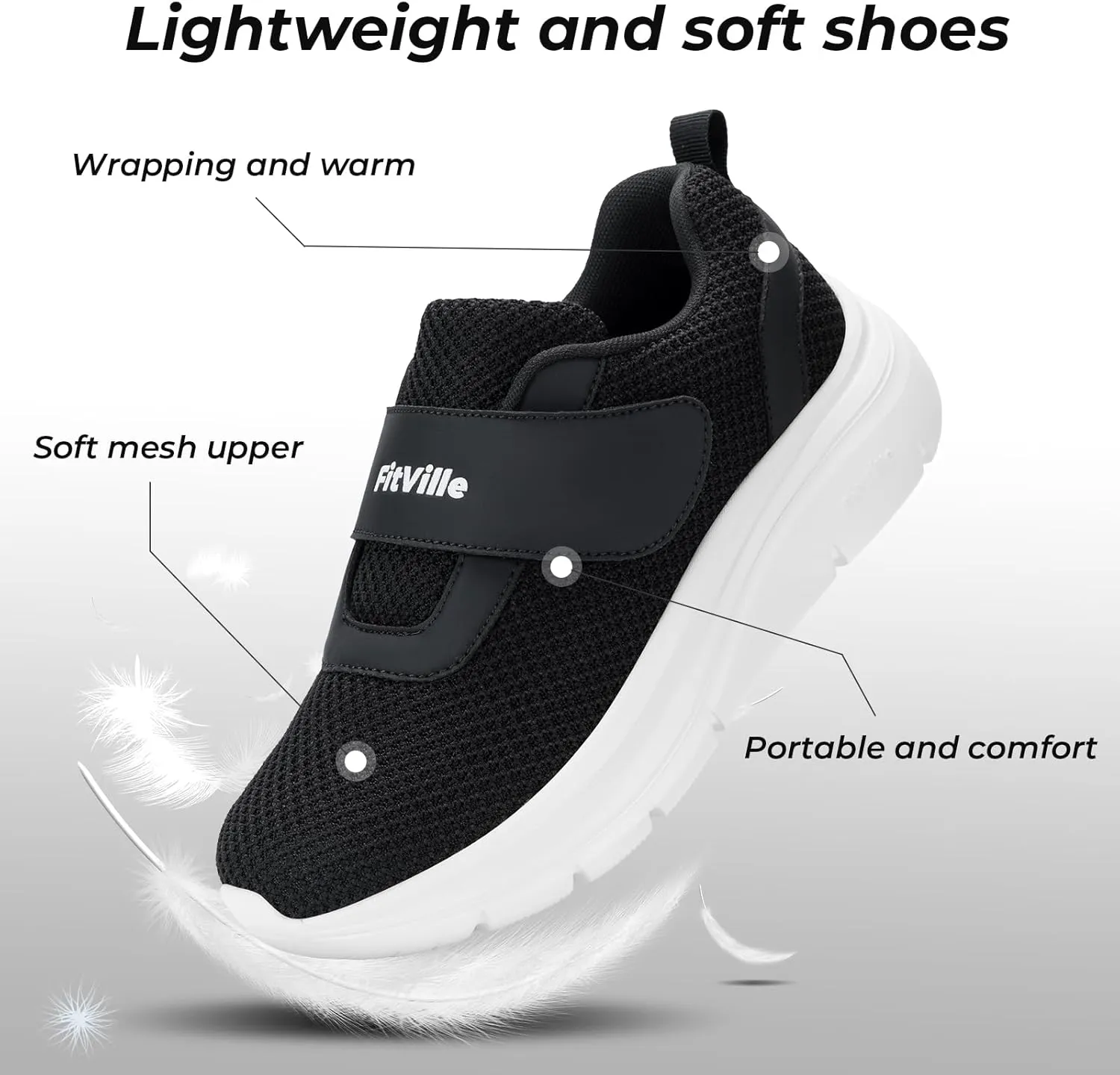 FitVille Diabetic Shoes for Women Wide Width Mesh Slip on Wide Walking Shoes Women for Swollen Feet with Adjustable Strap Lightweight