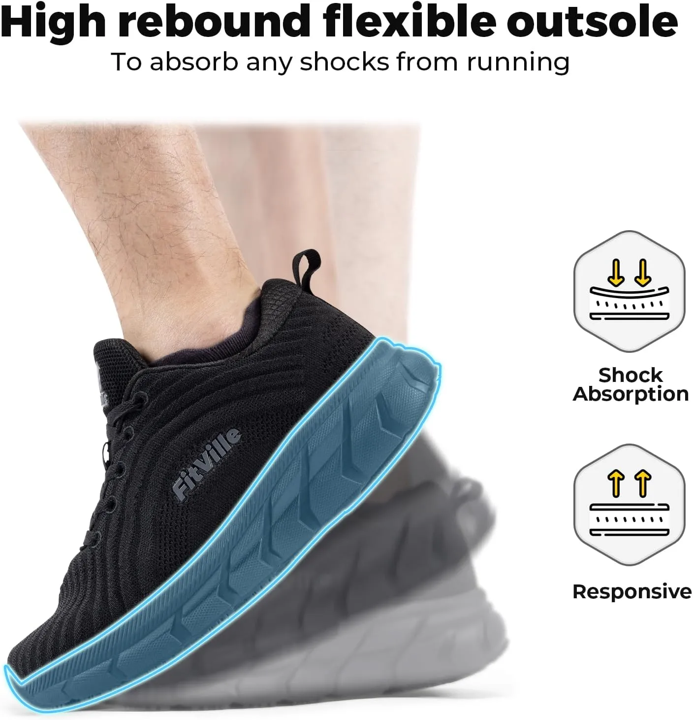 FitVille Wide Toe Box Shoes for Men Cushioned Well Extra Wide Width Running Shoes for Men Walking Comfortable Lightweight
