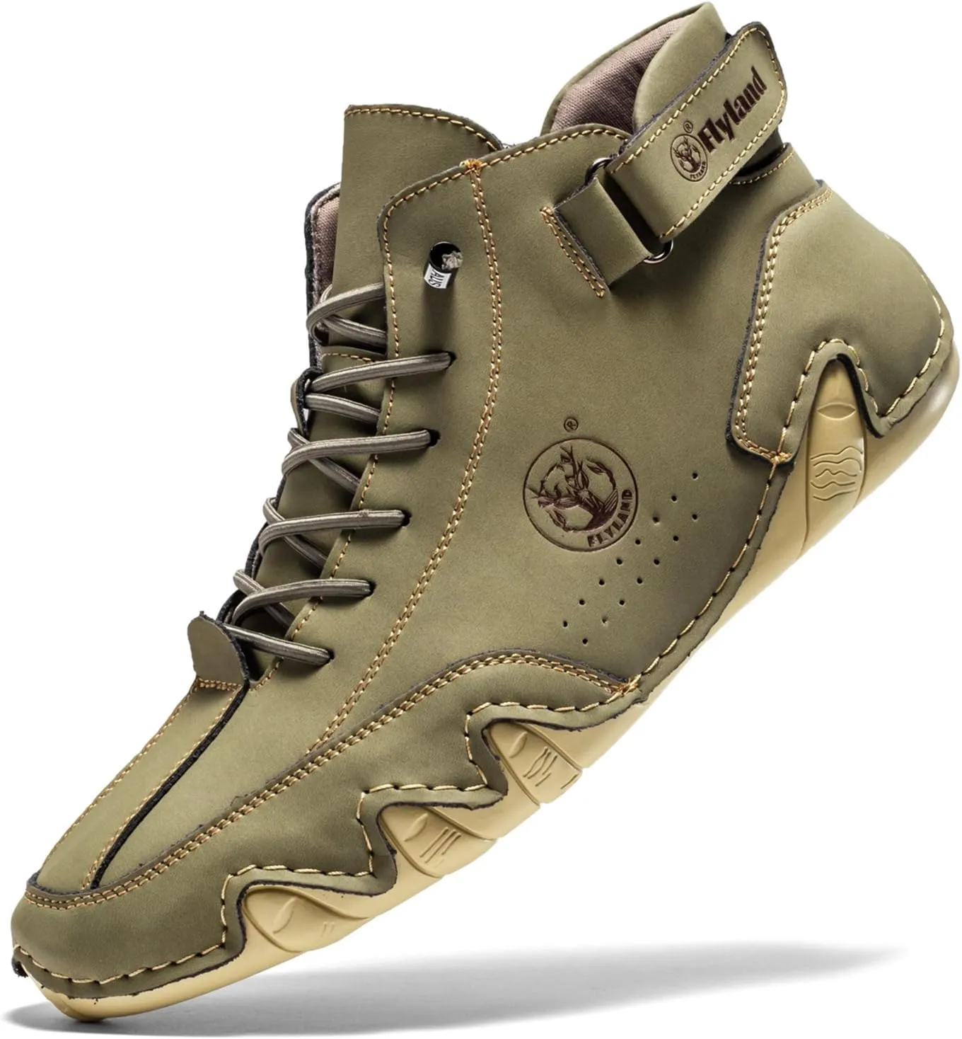 FLYLAND Men's Casual Leather Fashion Sneakers Ankle Chukka Boots Slip On Lightweight Loafers Walking Driving Shoes