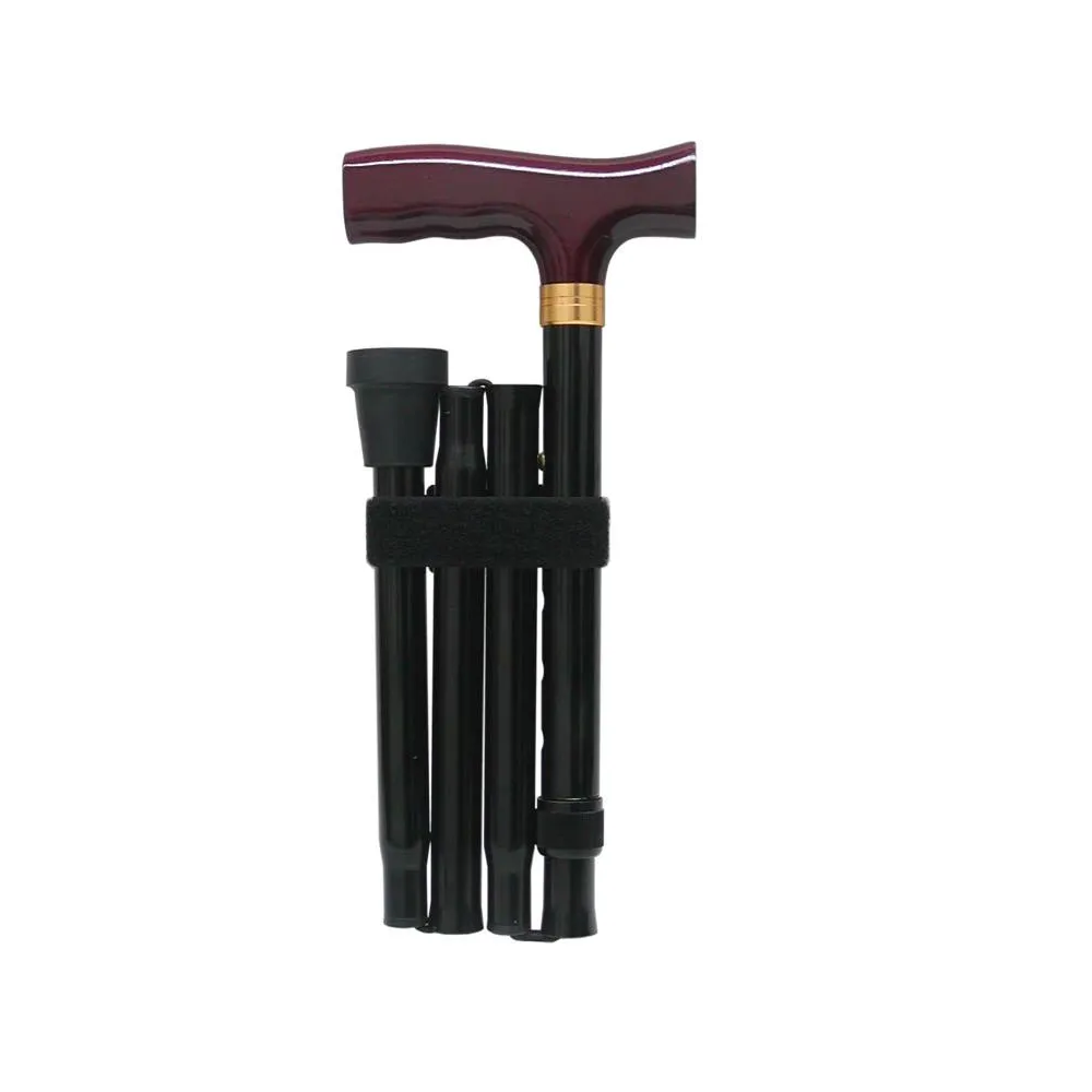 Folding Cane With Wood Fritz Handle Black #FCB