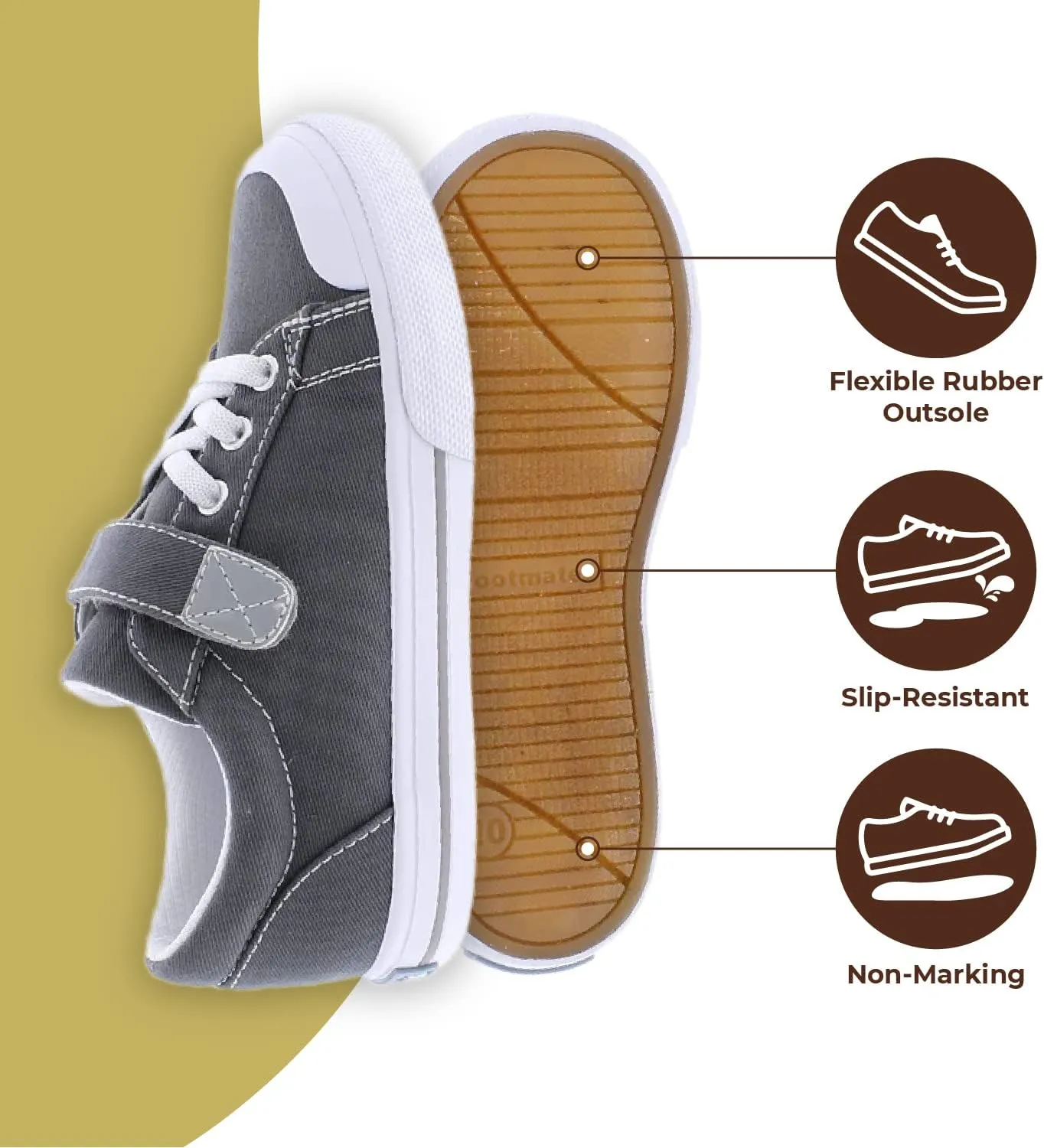 FOOTMATES Jordan Strap Canvas Flats Boys and Girls Shoes - Tennis Sneakers w/Wide Toe Box, Custom-Fit Insoles, Vulcanized Outsoles - for Infants, Toddlers, Little Kids, Ages 0-8