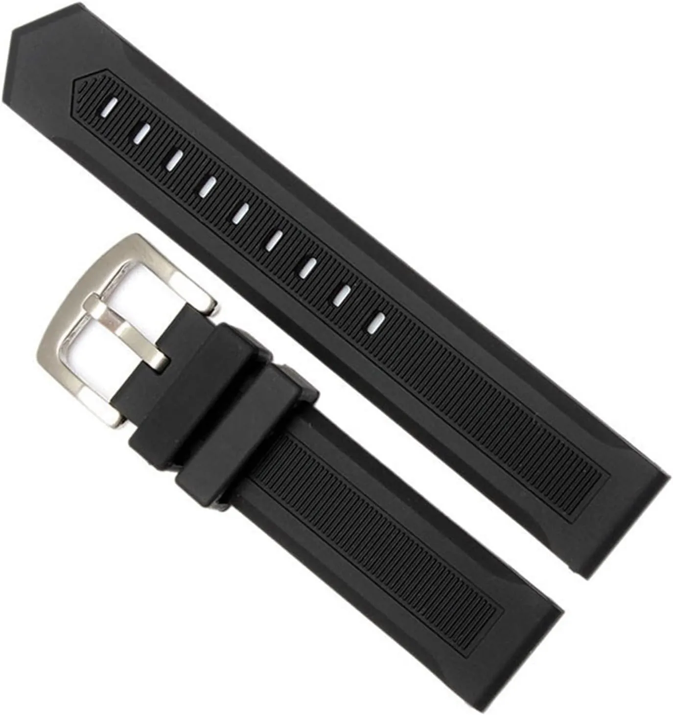 For any watch 20mm 22mm 24mm black Rubber watchband waterproof soft watch Strap silicone wristband bracele stainless steel clasp
