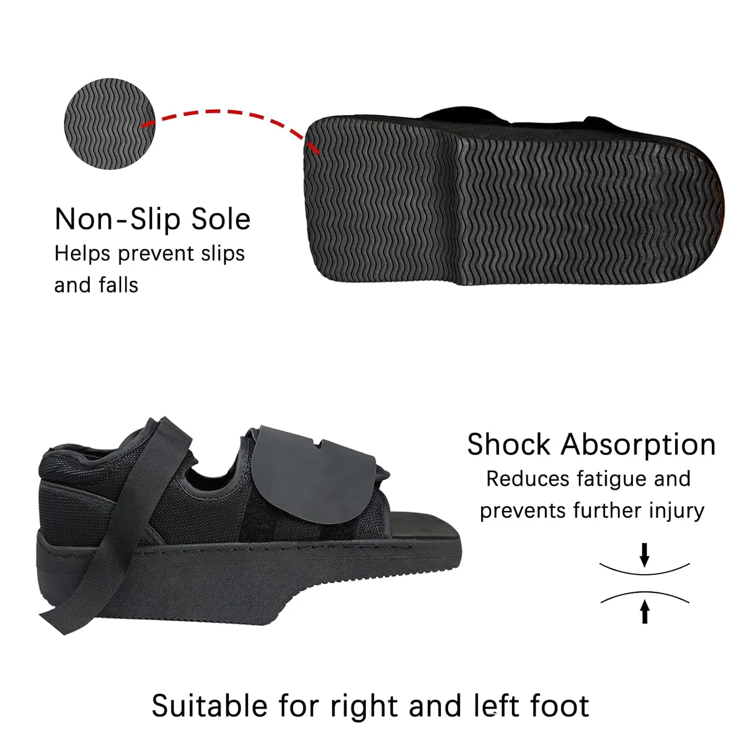 Forefoot Offloading Shoe Lightweight Bearing Wedge Boot Shoe for Broken Toe, Metatarsal Fracture, Bunion, Hammer Toe for Women and Men (L)