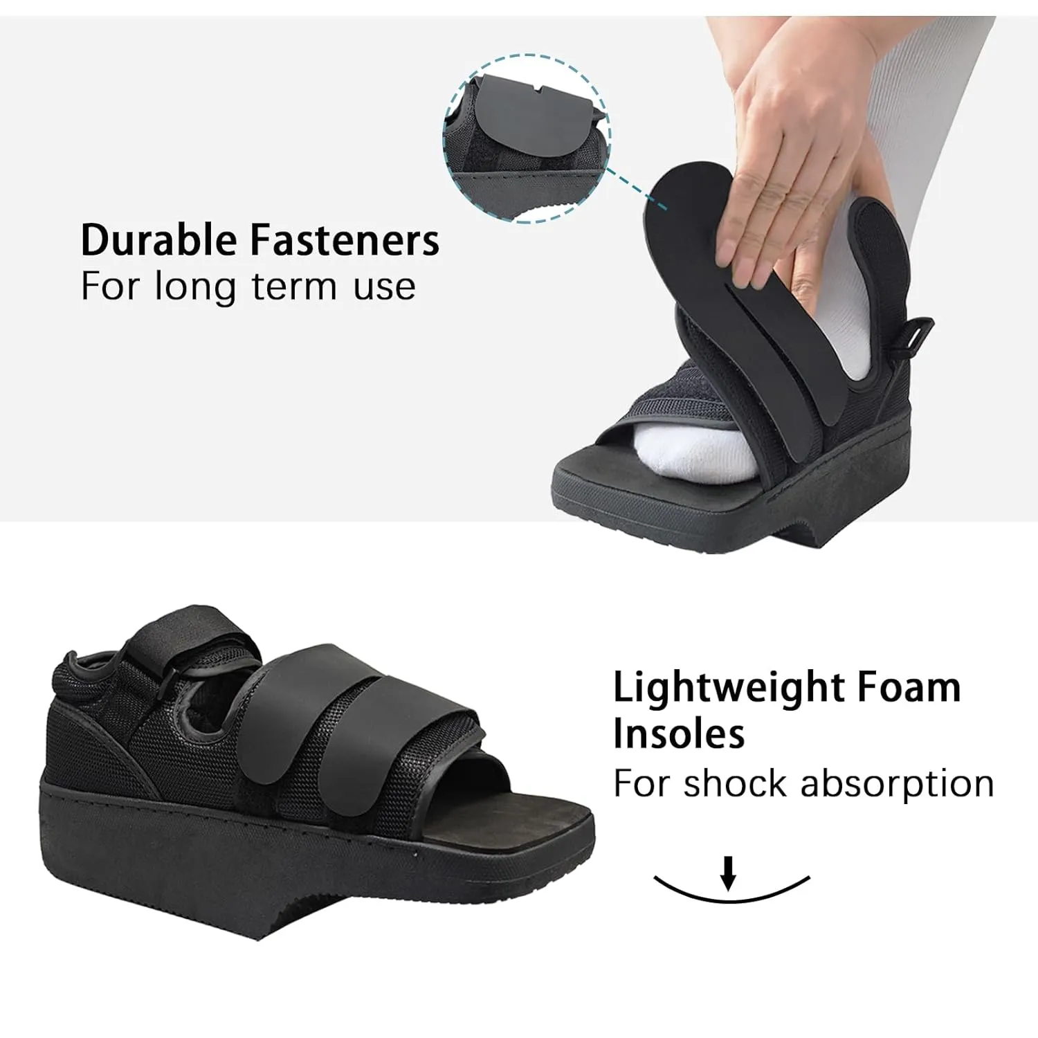 Forefoot Offloading Shoe Lightweight Bearing Wedge Boot Shoe for Broken Toe, Metatarsal Fracture, Bunion, Hammer Toe for Women and Men (L)