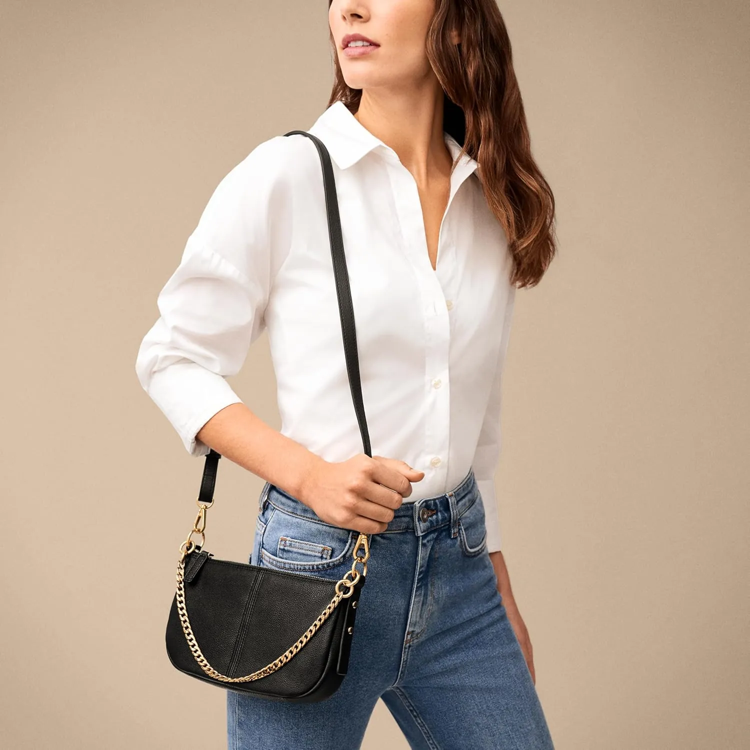 Fossil Women's Jolie Leather Small Shoulder Bag Purse Handbag for Women
