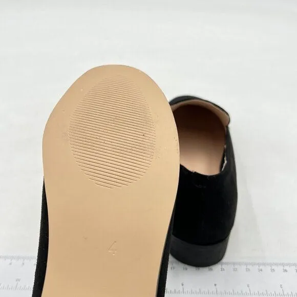 FOWT Black V Cut Loafer Low Bock Heels Round Toe Loafers Suede Casual Shoes