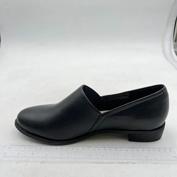 FOWT Two Tone Multicolor Penny Loafers for Women Side Cut Round Toe Black Shoes