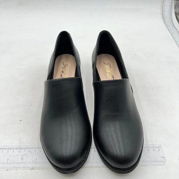 FOWT Two Tone Multicolor Penny Loafers for Women Side Cut Round Toe Black Shoes