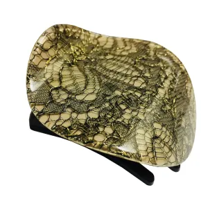 French Amie Onde Beige Net Handmade Celluloid Side Slide In Secure Grip Hair Updo Jaw Hair Claw Clamp