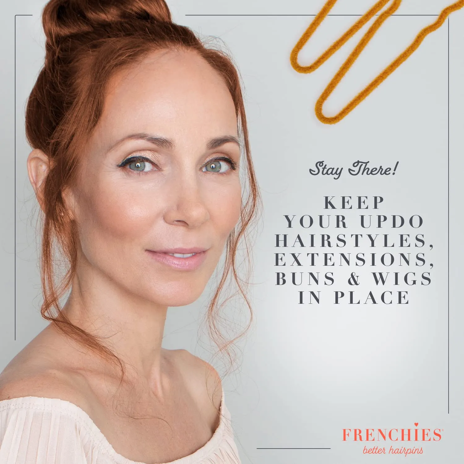 Frenchies French Twist Hair Pin, Ultra Flocked Extra Soft French Hair Pins for Women, Wedding, Updo Extensions, or Wig, 20 Count, Red