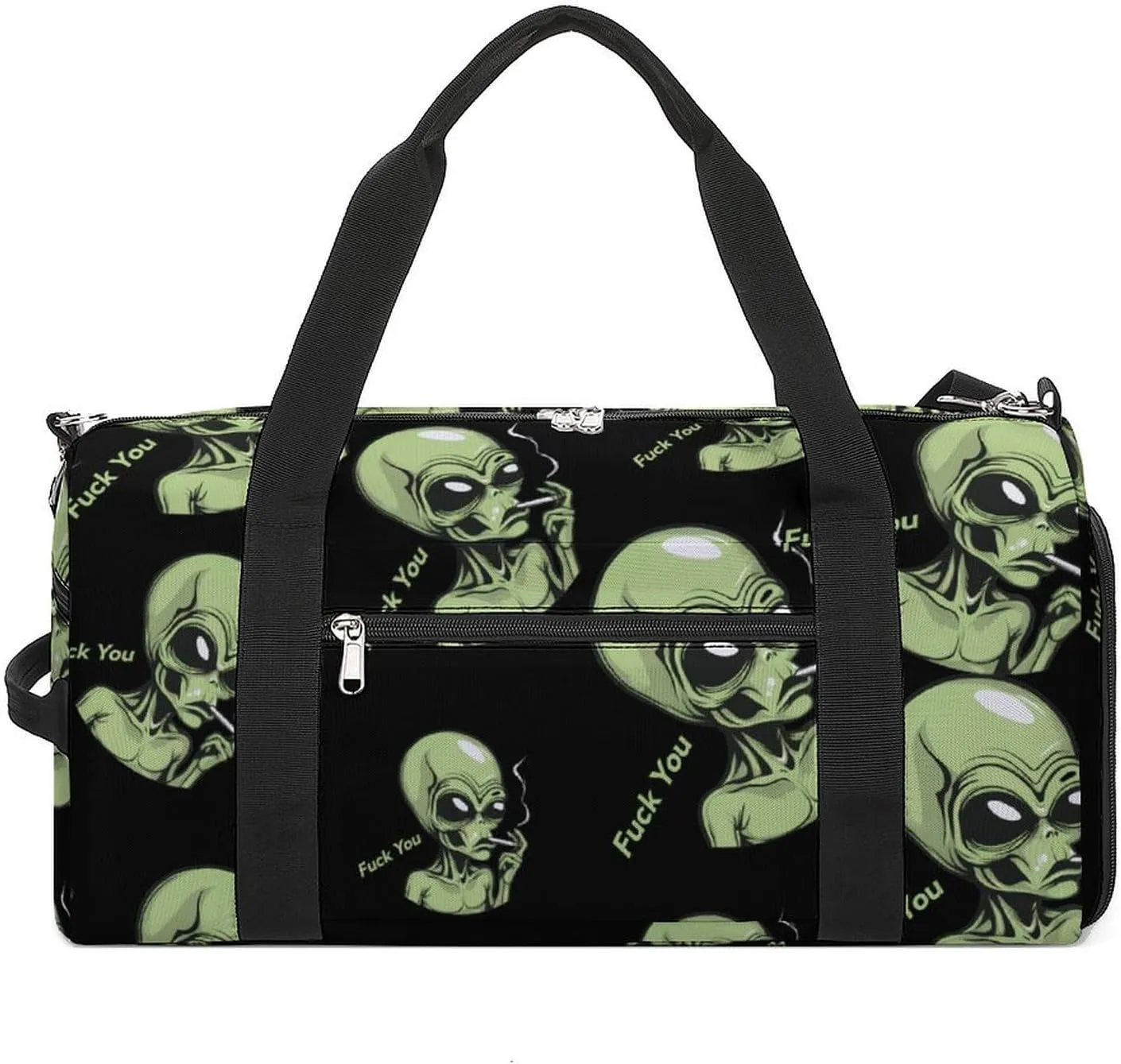 Fuck You Aliens Sports Gym Bag with Shoes Compartment Lightweight Carryon Overnight Travel Pack