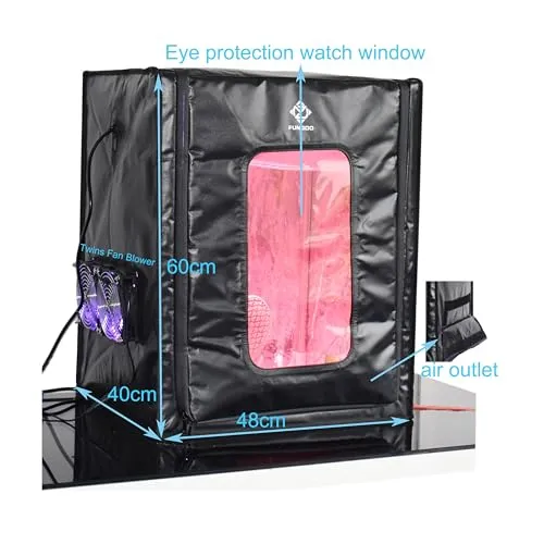 FUNGDO DIY Enclosure with Cooling Fan for DIY Shoe Icing Box Make Yellow/Oxidized Soles Icey/White Again or Making DIY 3D Printer Curing Enclosure Curing Station (Without Lamp)
